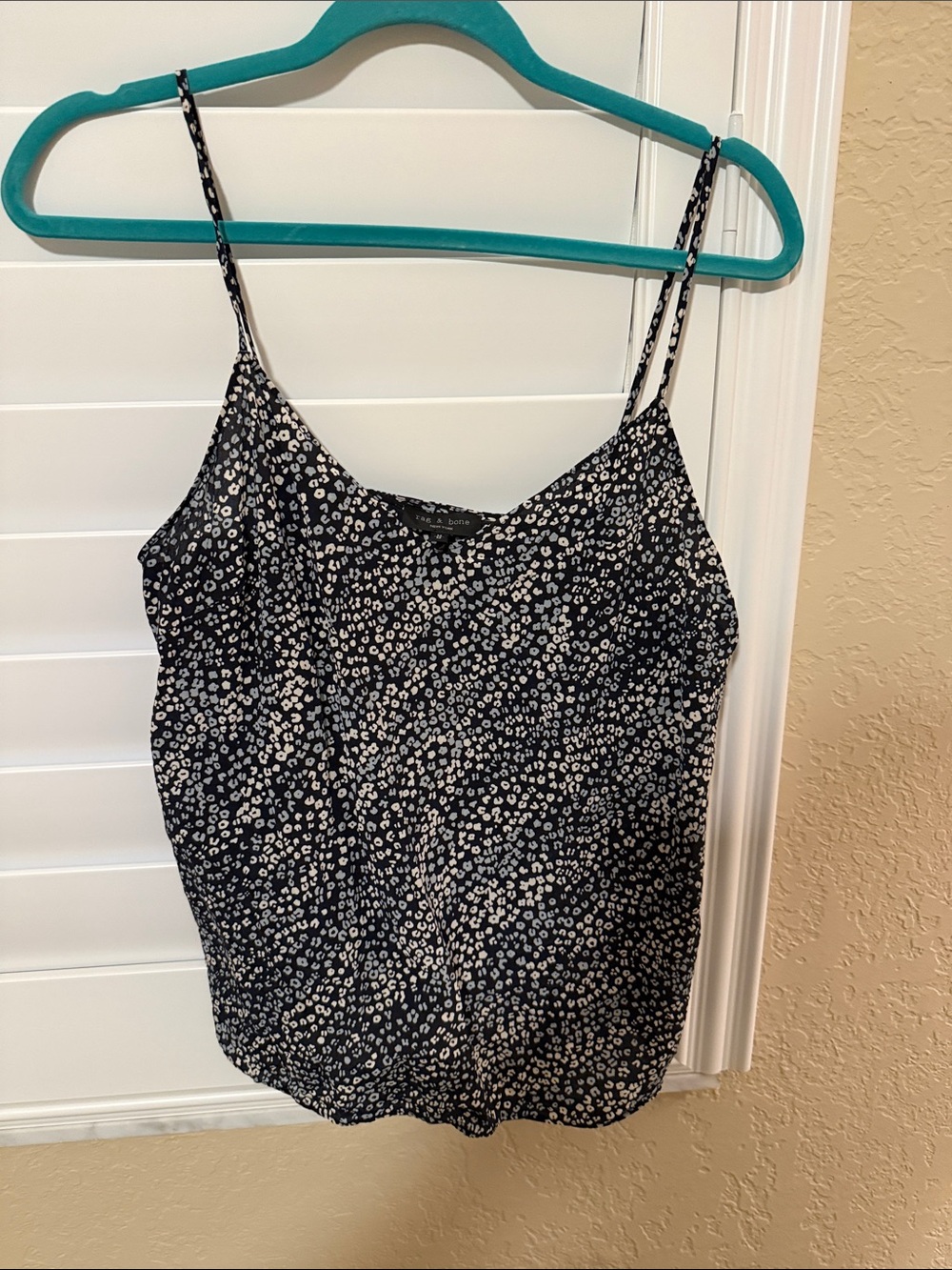 rag & bone Black and White Floral Spaghetti Strap Cami